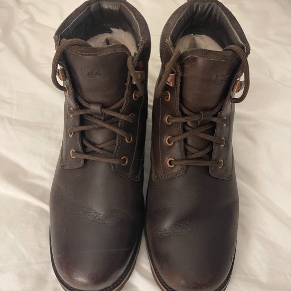 UGG Seton Mens Brown Leather Sheepskin Lined 10 - Picture 2 of 16